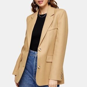 Topshop Boyfriend Single Breasted Suit Blazer in Camel Size 4 EUC